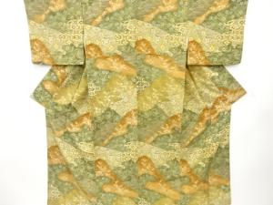 切りばめ風　草花模様　付け下げ小紋着物